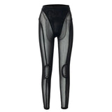 Sisterlinda Bright Line Decoration Leggings Mesh See Through High Waist Pants Women Fashion Streetwear Casual Sport Y2K