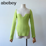knitting fashion women clothes sqaure collar flare sleeves knits pullover slim elastic fits normal size sping