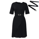 Women's Pure Color Fashion Temperament Five-Sleeve High-Waisted Folding High-Rise