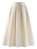 Vintage Jacquard Solid Skirt For Women High Waist Loose Long Casual Midi Skirts Female 2022 Fashion Spring