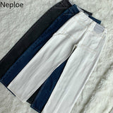 2023 Woman High Waist Jeans Retro White Black Jeans Trousers Straight Overalls Pants Long Loose Wide Leg Jeans for