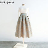Skirts Woman Midi Jacquard Slim A-line Jupe Women's Clothing High Waist Temperament Skirt Vintage Faldas Mujer Moda