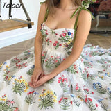 Backless Suspender Dresses 2023 Summer New Elegant Printed Dress Women Waist Closing Sexy Party Club