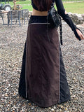Fashion Women's Denim Skirt Spliced Design High Waist Button Side Split Contrast Color Skirts Spring 2023 Trend New