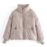 Autumn Winter Women Fashion Thick Warm Padded Parkas Coats Female Long Sleeve Pockets Coat Chic Elegant Outerwear