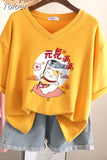 100% Cotton M-6XL T Shirt Japanese Cartoon Anime Tshirt Short Sleeve Women's Top Summer Couple V Neck Oversized T