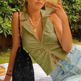 Fashion Blouse Summer Off Shoulder T Shirt Women V Neck Crop Tops Sexy Casual Chic Y2K Black Tank Tops Skinny
