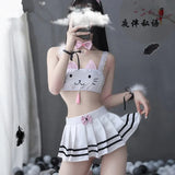 Lolita Rabbit Pajama Sets Underwear Japanese Style Dog Bunny Crop Top+Shorts Two Piece Set Women Kawaii Pajamas