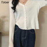 Cardigan Women Long Sleeve Slim Solid Color Knitted Simple V-neck Sweaters Elegant Outerwear Female Spring Fall