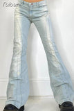 Washed Bleached Flare Jeans Y2K High Waist Baggy Denim Pants Casual Streetwear Vintage Fashion Trousers Women