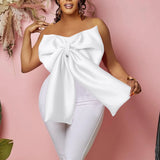 D335women Tops Women's Sexy Bow Wrapped In Breast African Braided Short Top