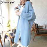 Sweater Cardigan Women Winter Cardigans Long Sweater Thick With Pocket Yellow Knitted Cardigan For Women Autumn
