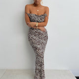 Straps Backless Zebra Print