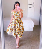 Summer Ladies Sexy Off Shoulder Flower Print Dress Elegant Short Sleeve Elastic Irregular Casual Dress Vestido De