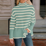 2025 New Explosion Women's High-Collar Knitted Striped Opener
