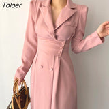Long Dress Women Apricot 2023 Autumn Single-breasted Elegant Bodycon Dresses Turn-down Collar Party Vestido