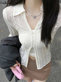 Blusas Mujer De Moda Lace Long Sleeve Blouses for Women Sexy Tunic Summer Shirts See Throught Korean Chic White Blouse