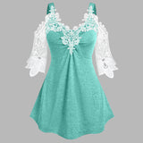 Women Fashion Lace Tank Top Summer Casual Lace Stitching Tank Top Multicolor Slim Cold Shoulder Vest New V-neck Stitching