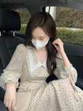 Woman Dress Peter Pan Collar Floral Slim Waist Vestido Femme Summer Robe Femme A-line Dresses 2023 Vestidos De