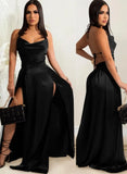 Sexy Backless High Slit Halter Long Evening