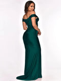 Sweetheart Slit Pleated Long Evening