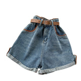 And Waist Cowboy Broad-Legged Shorts Women Retro Niche High-Rise Thin Casual Hot