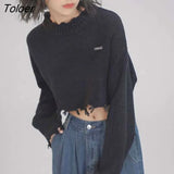 Cropped Pullovers Women High Street Y2k Clothes Knitted Autumn Clothing Harajuku Casual Sweaters Pull Femme All-match