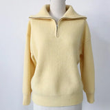 Winter Women's Turtleneck Sweater Pullover Women Zipper Turn Down Beige Knitted Oversize Jumper Loose Vintage Warm
