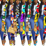 Plaid Windbreaker Women Trench Turn Down Collar Casual New Extra Long Coat Full Sleeve Jacket Outwear Fashion Size
