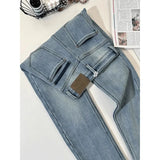 Plus Thick Narrow Version Of Straight Jeans Women's Autumn And Winter Design Slimming Thin Broad Legs Long