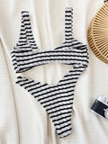 Toloer Single Swimsuit Ladies Split Swimsuit Black And White Contrast Sexy Bikini D633WY-Outfit