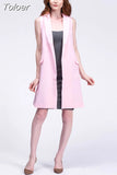 Philosophy women vest autumn jacket brand WaistCoat pockets open stitch sleeveless blue pink beige blazer colete