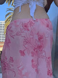 Chiffon Floral Print Midi Skirt-Outfit