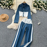 Kong-Flavored Casual Suit Women's High-Waisted Thigh-Legged Straight Trousers Two Sets Of Stylish Lapel Jacket