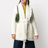 2022 Cashmere Women Cardigan Jacket Wool Tassel Shawl Lapels Drop Shoulder Long Sleeve Winter Sweater Warm Overcoat