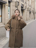 2022 Winter Big Fur Collar Parka Women Warm Long Jacket New Winter Snow Coat Women Loose Cotton Padded Parkas