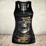 Gothic Skull Print Tank Top Women Halloween Cotton Sleeveless Tee Shirt Workout Black Vest