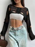 Spring And Summer New Tuk Hollow Hole Design Knitted Shirt Short