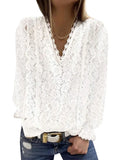 Size Loose Women For Blouses 2022 New O Neck Long Sleeve Elegant Chic Ladies Lace Shirt Tops Fashion Casual Women