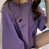 Toloer Summer New Embroidered Short-Sleeved T-Shirt Women With The Same Clothes Korean Version Versatile Medium Long Top