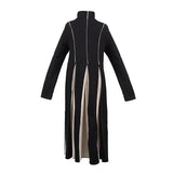 Women Black White Contrast Color Long Dress New Turtleneck Long Sleeve Loose Fit Fashion Tide Autumn Winter 2022