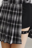 Gothic Sexy Pleated Mini Skirts Women Punk Grunge Black Patchwork Leg Ring Mall Goth Skirt Shorts Summer