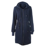 Women Parkas Winter Fashion Hooded Long Coats Women Clothing Zip-Up Outerwear Waist Drawstring Pockets Casual