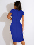 Sexy Square Collar Short Sleeves Solid Midi