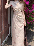 Chinese White Design Feeling Small Gentle And Comfortable Green Butterfly Flaking Cheongsam Women's Two-Color
