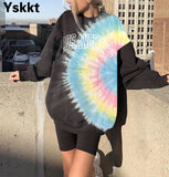 Yskkt T Shirt Women 2021 Loose Long Sleeve Pullover Tops Spring Autumn Ladies Casual Letter Printing Casuald Woman