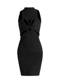 Toloer 2024 New Hollow Out Kink Design Sense Slim Show Thin Knitting Sleeveless Vest Skirt Female Sense Dress-Outfit
