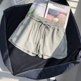 Toloer Waist Loose Tight Waist Sports Shorts Female Loose Casual Wear 2024 Summer New Wide Leg Pants Home Pajama Pants
