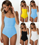 Toloer Popular Female One-Piece Swimsuit Solid Color Special Cloth Belt Integrated Bikini 19139-Outfit