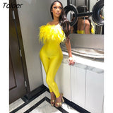 Overalls Women One Piece Jumpsuits Sexy Long Rompers Womens Jumpsuit Woman Elegance Feather Birthday Party Club